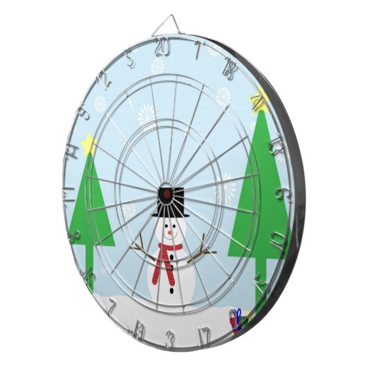 Feestelijke Kerstsneeuwman Dartbord (Voorkant Rechts)
