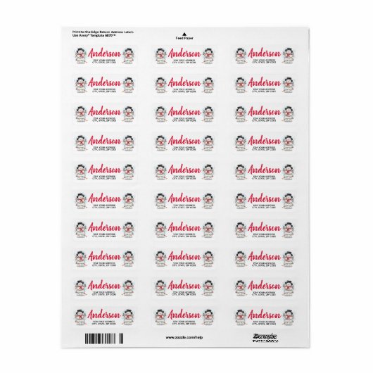 Feestelijke Kerstsneeuwman Etiket (Full Sheet)