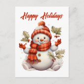 Feestelijke kerstsneeuwman tekst toevoegen Vakanti Feestdagenkaart (Voorkant)
