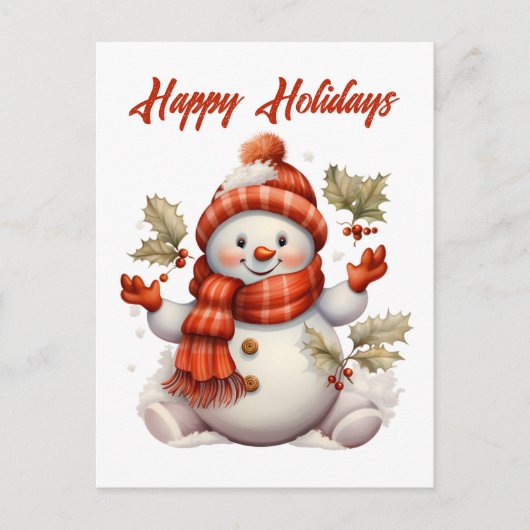 Feestelijke kerstsneeuwman tekst toevoegen Vakanti Feestdagenkaart (Voorkant)