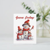 Feestelijke kerstsneeuwman tekst toevoegen Vakanti Feestdagenkaart (Staand voorkant)