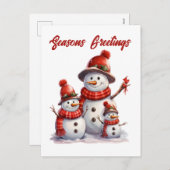 Feestelijke kerstsneeuwman tekst toevoegen Vakanti Feestdagenkaart (Voorkant / Achterkant)