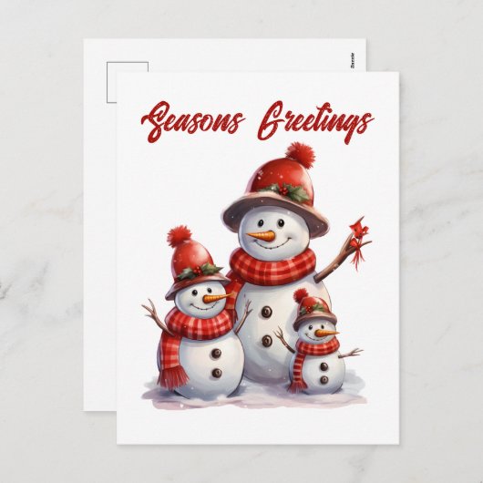 Feestelijke kerstsneeuwman tekst toevoegen Vakanti Feestdagenkaart (Voorkant / Achterkant)