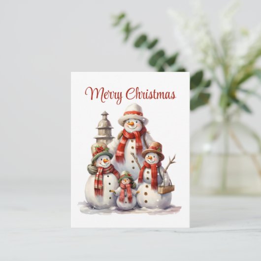 Feestelijke kerstsneeuwman tekst toevoegen Vakanti Feestdagenkaart (Staand voorkant)