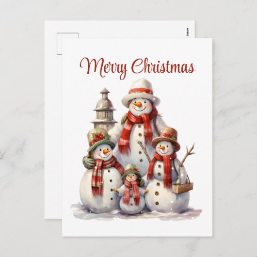 Feestelijke kerstsneeuwman tekst toevoegen Vakanti Feestdagenkaart (Voorkant / Achterkant)