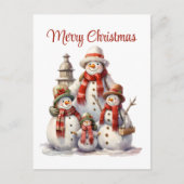 Feestelijke kerstsneeuwman tekst toevoegen Vakanti Feestdagenkaart (Voorkant)