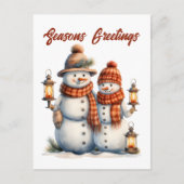 Feestelijke kerstsneeuwman tekst toevoegen Vakanti Feestdagenkaart (Voorkant)