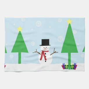 Feestelijke Kerstsneeuwman Theedoek