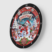 Feestelijke kerstsneeuwman vakantie decoraties grote klok (Hoek)