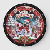 Feestelijke kerstsneeuwman vakantie decoraties grote klok (Voorkant)