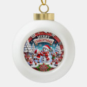 Feestelijke kerstsneeuwman vakantie decoraties keramische bal ornament (Voorkant)
