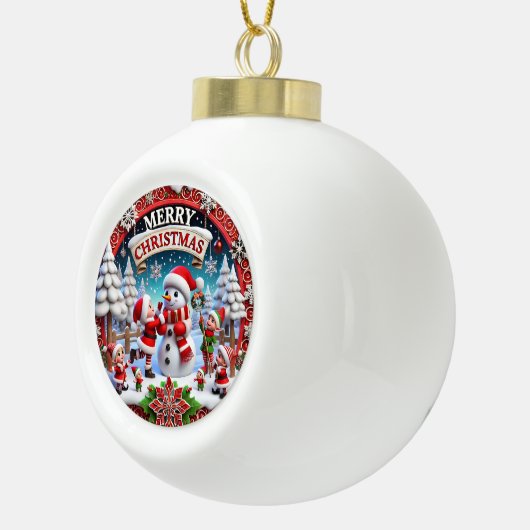 Feestelijke kerstsneeuwman vakantie decoraties keramische bal ornament (Rechts)