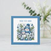 Feestelijke Kerstsneeuwpop Vakantie feest Kaart (Staand voorkant)