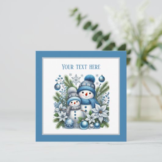 Feestelijke Kerstsneeuwpop Vakantie feest Kaart (Staand voorkant)