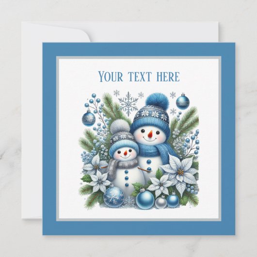 Feestelijke Kerstsneeuwpop Vakantie feest Kaart (Voorkant)