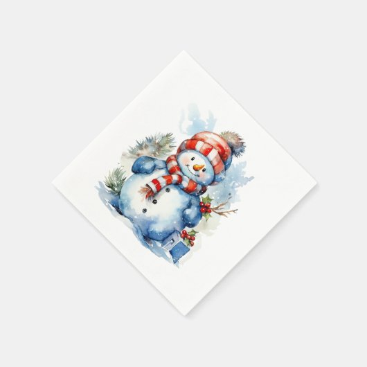 Feestelijke Kerstsneeuwpop Vakantie feest Servet (Hoek)