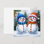 Feestelijke kerstsneeuwpoppen in het winterbos feestdagenkaart (Voorkant / Achterkant)