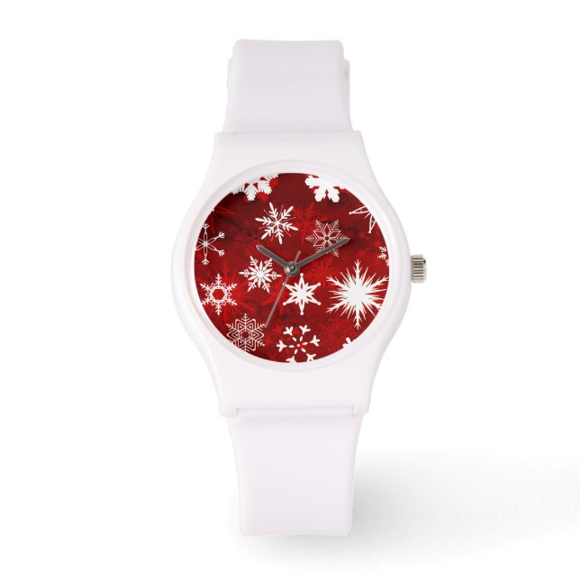 Feestelijke kerstsneeuwvlokken horloge (Voorkant)