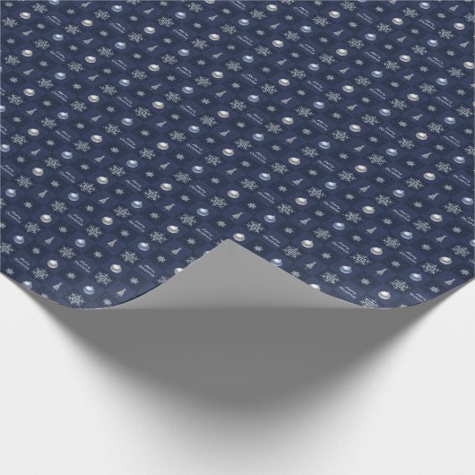 Feestelijke kerstsneeuwvlokken, Ornamenten en bome Cadeaupapier (Hoek)