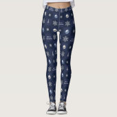 Feestelijke kerstsneeuwvlokken, Ornamenten en bome Leggings (Voorkant)
