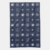 Feestelijke kerstsneeuwvlokken, Ornamenten en bome Theedoek (Verticaal)