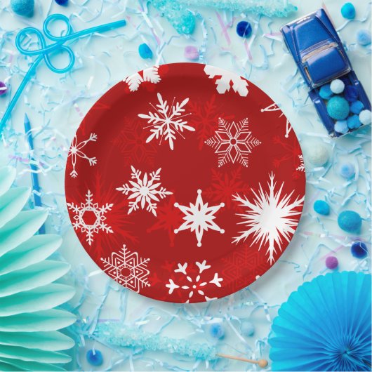 Feestelijke kerstsneeuwvlokken papieren bordje (Feest)