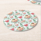 Feestelijke kerstsnoepjes ronde kartonnen onderzetter (Gebogen)