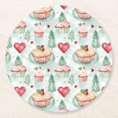 Feestelijke kerstsnoepjes ronde kartonnen onderzetter (Voorkant)