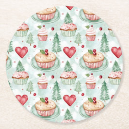 Feestelijke kerstsnoepjes ronde kartonnen onderzetter