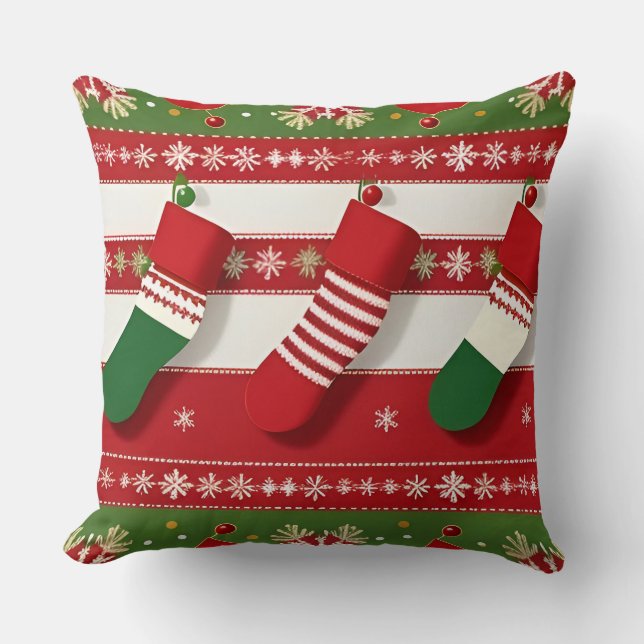 Feestelijke Kerstsokken Hangen Kussen (Voorkant)