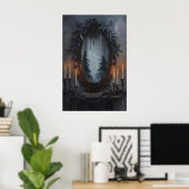 Feestelijke Kerstspiegel met Dennenkrans en Poster (Thuiskantoor)