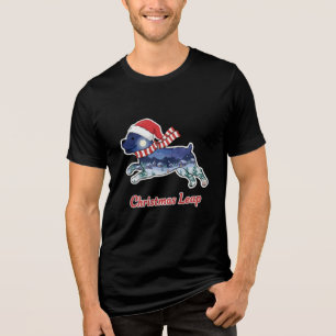 Feestelijke Kerstspringende Hond Cute Puppy Sant Tri-Blend Shirt