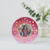 Feestelijke kerstster: rode en gouden foto feestdagenkaart (Staand voorkant)