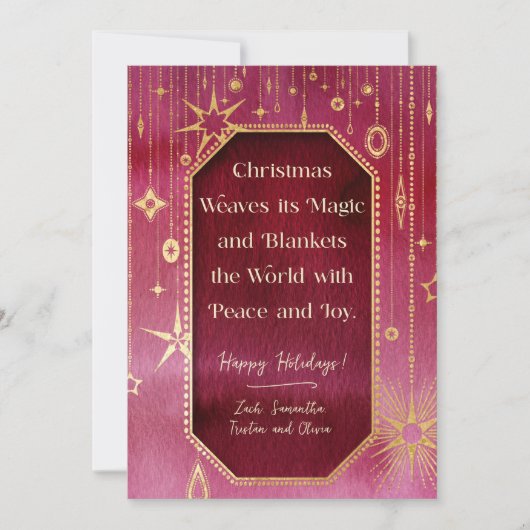 Feestelijke kerstster: rode en gouden foto feestdagenkaart (Voorkant)