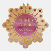 Feestelijke kerstster: rode en gouden foto ornament kaart