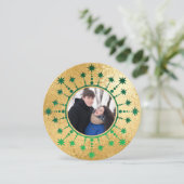 Feestelijke kerststerren: groen en goud feestdagenkaart (Staand voorkant)