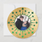 Feestelijke kerststerren: groen en goud feestdagenkaart (Voorkant)