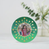 Feestelijke kerststerren: groen en goud feestdagenkaart (Staand voorkant)