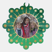 Feestelijke kerststerren: groen en goud ornament kaart (Voorkant)