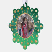 Feestelijke kerststerren: groen en goud ornament kaart (Links)