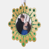 Feestelijke kerststerren: groen en goud ornament kaart (Links)