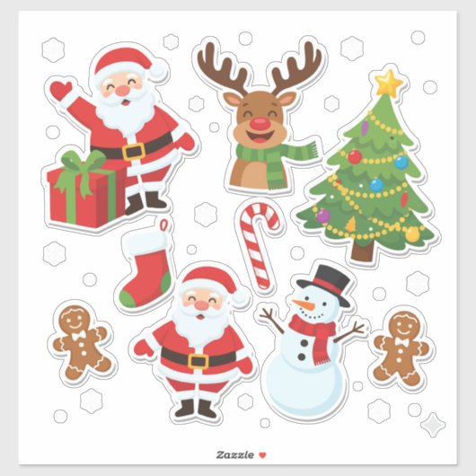 Feestelijke Kerststickerset: Kerstman Sticker (Vel)