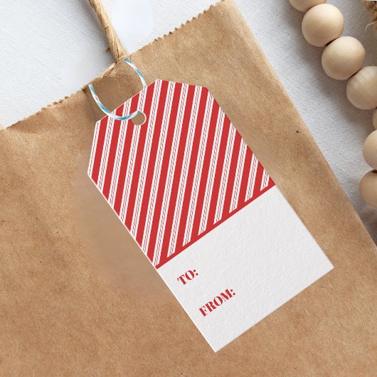Feestelijke Kerststok Gestreepte Kerstmis Rood Wit Cadeaulabel