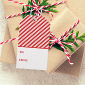 Feestelijke Kerststok Gestreepte Kerstmis Rood Wit Cadeaulabel
