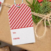 Feestelijke Kerststok Gestreepte Kerstmis Rood Wit Cadeaulabel