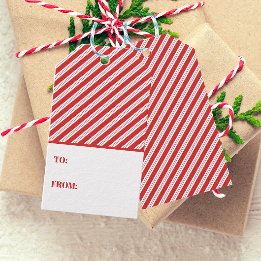Feestelijke Kerststok Gestreepte Kerstmis Rood Wit Cadeaulabel