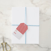 Feestelijke Kerststok Gestreepte Kerstmis Rood Wit Cadeaulabel (Met Touw)