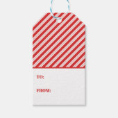 Feestelijke Kerststok Gestreepte Kerstmis Rood Wit Cadeaulabel (Voorkant)