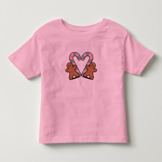 Feestelijke Kerststok & Gingermansfiguur Kinder Shirts (Voorkant)