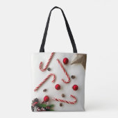 Feestelijke Kerststok Kersttas Tote Bag (Achterkant)